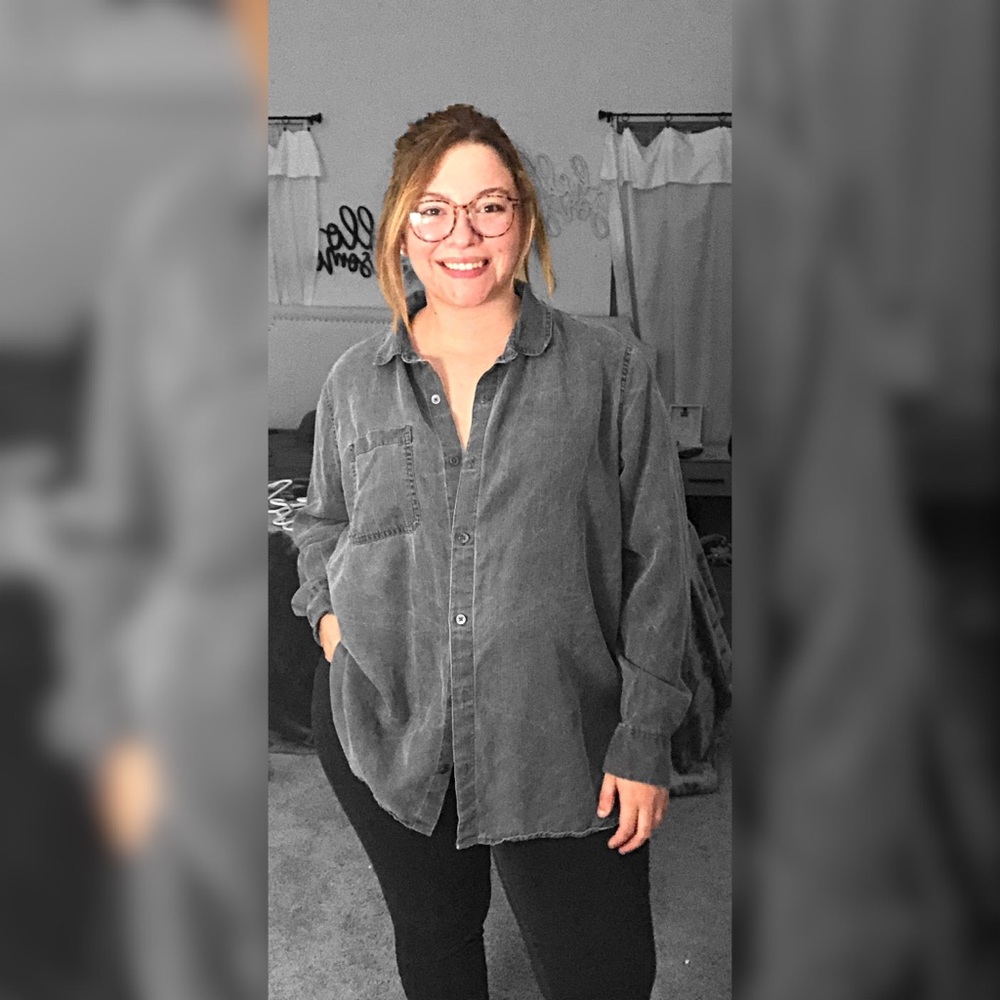 Grey button down